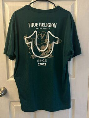 True Religion Green Graphic T-Shirt Buddha Logo "Since 2002" 2XL
